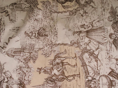 Silk Dupioni Fabric printed &quot;olden days-nostalgia&quot; width 54&quot;