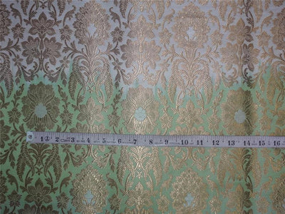 Silk brocade fabric shaded pastel green and ivory color 44" wide BRO545[4]