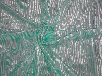 Mint Green Devore Polyester Viscose Burnout Velvet fabric 44" wide [8066]