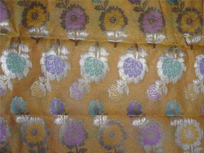 Brocade Fabric yellow x metallic gold 44&quot; single length 4.35 yards