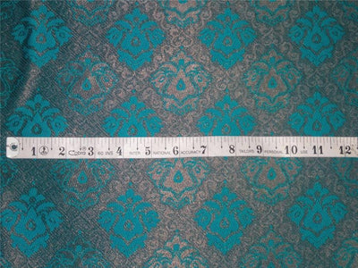 Brocade fabric kingfisher green and metallic gold BRO548[3]