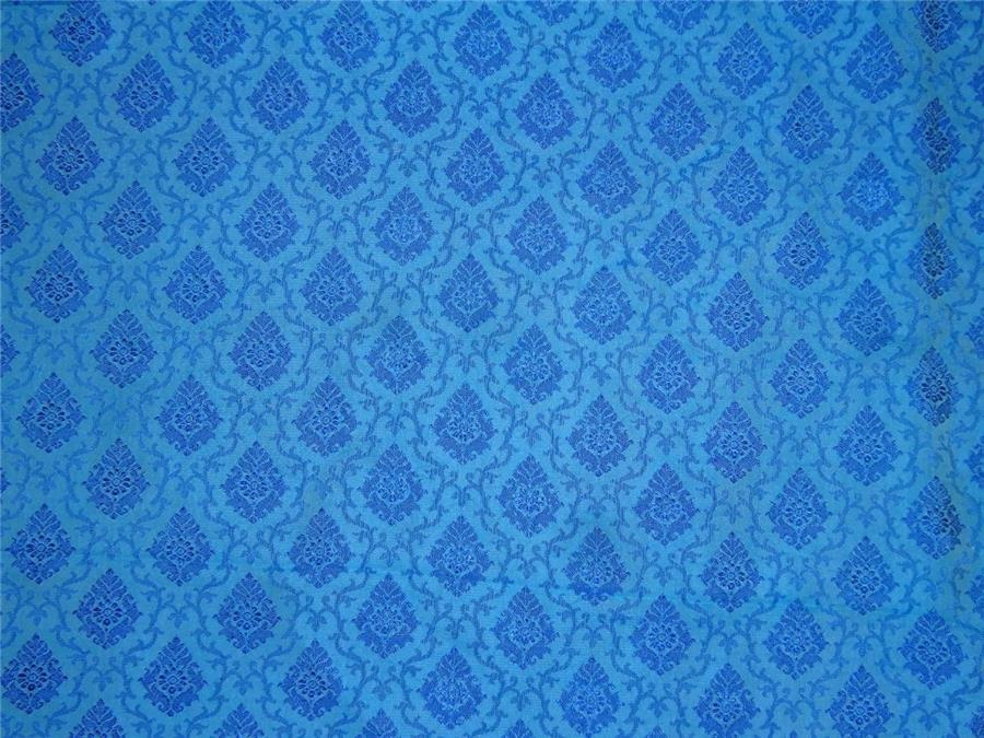 SPUN SILK BROCADE FABRIC blue COLOR 44" wide BRO269[7]