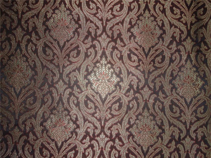 silk brocade fabric 44&quot;red black and metallic gold BRO168[5]