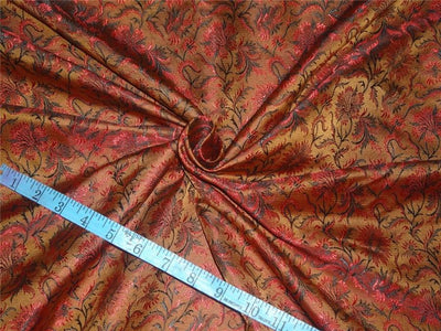 Silk Brocade Fabric brown red and black 44&quot;BRO549[4]