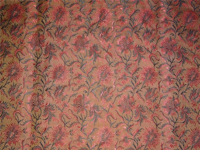 Silk Brocade Fabric brown red and black 44&quot;BRO549[4]