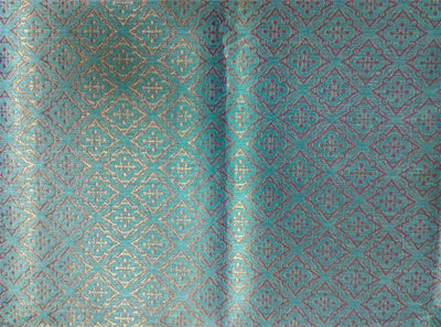 Reversible Brocade turquoise blue X metallic gold color 56&quot; BRO562[3]