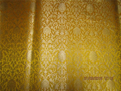 Silk Brocade fabric yellow x metallic gold 44&quot;