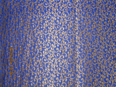 Reversible Brocade Fabric blue x gold Color 44&quot;