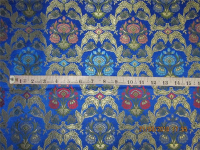 Silk Brocade Fabric royal blue green x metallic gold Bro568[4]