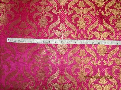 Brocade fabric hot pink x metallic gold 44 inches