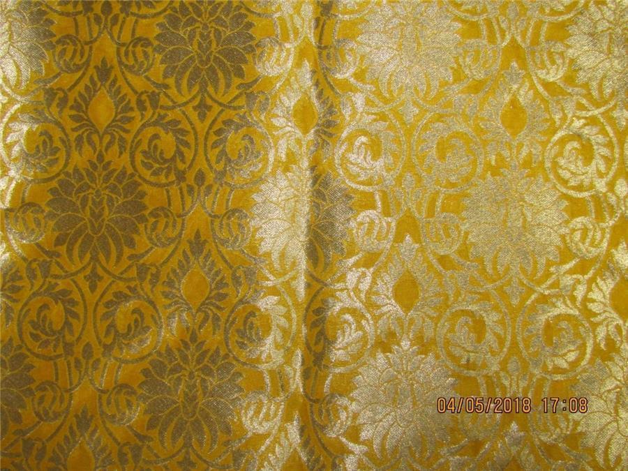 Silk Brocade fabric Mango x metallic gold 44&quot;