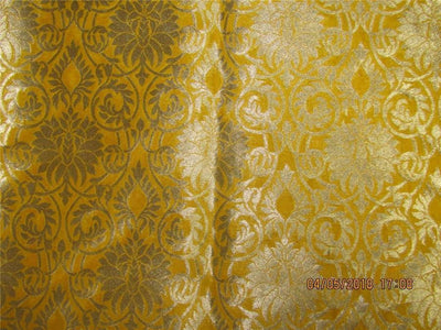 Silk Brocade fabric Mango x metallic gold 44&quot;