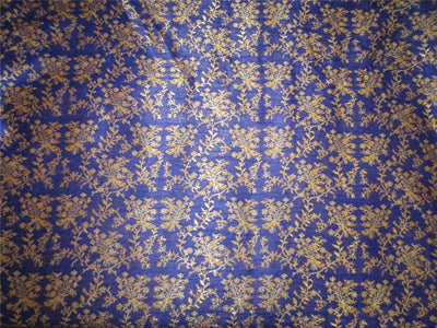 Reversible Brocade Fabric ROYAL BLUE X gold color 54 inches