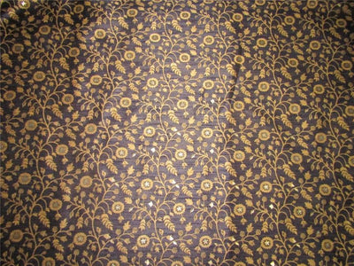 Silk Brocade Fabric navy blue X gold color 58 inches