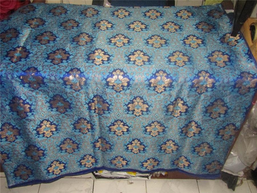 Heavy Brocade fabric royal blue x metallic gold color BRO595[2]