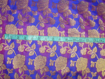 Brocade fabric Royal blue/majenta pink x metallic Gold 44&quot;BRO599[2]