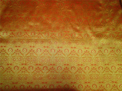 Brocade fabric mango orange x metallic Gold 48" wide BRO600[3]