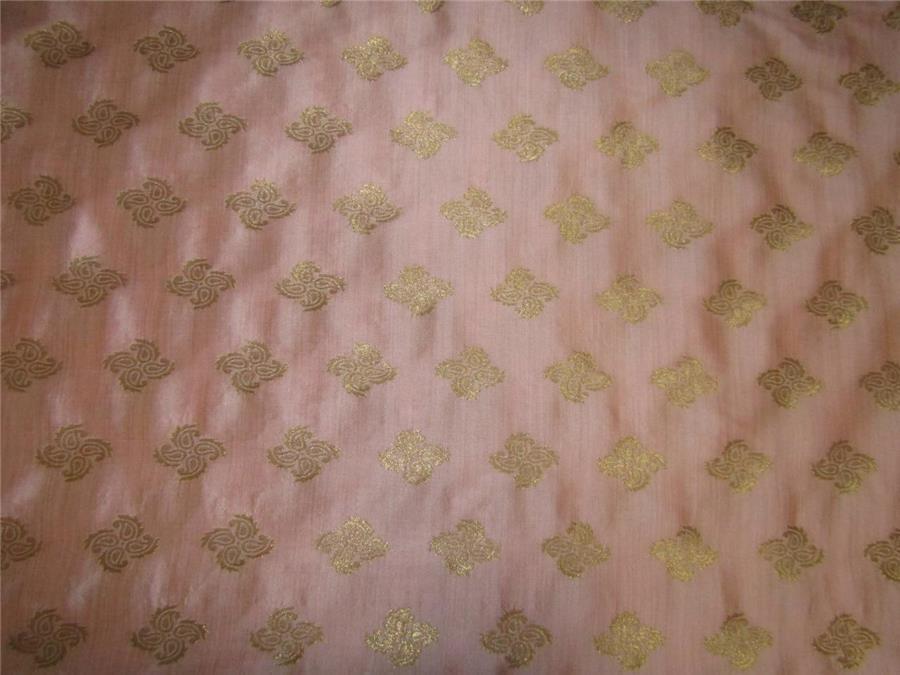 Brocade fabric Peachy pink X metallic gold color 44" wide BRO601[4]