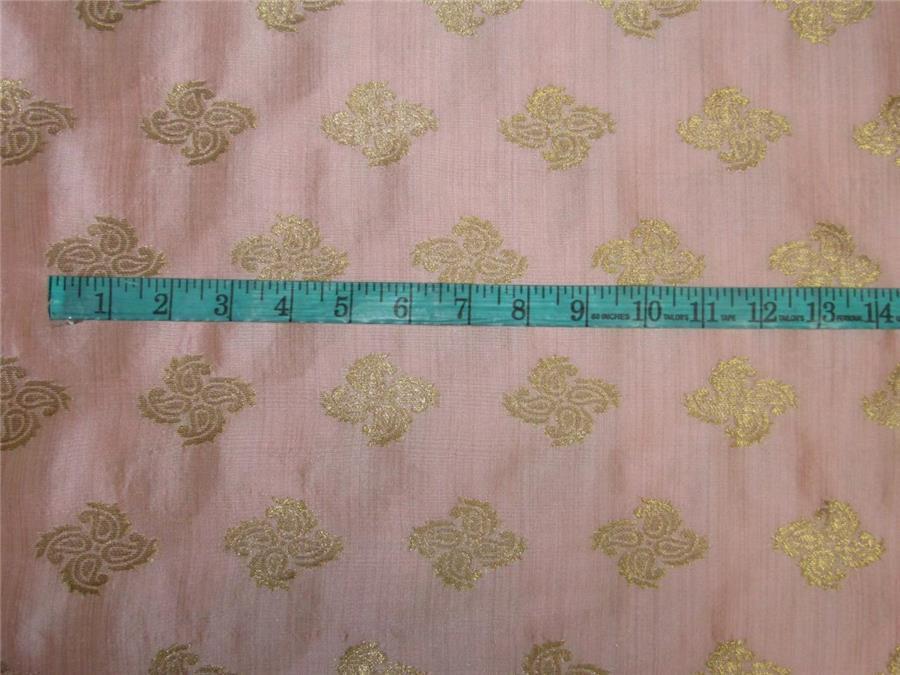 Brocade fabric Peachy pink X metallic gold color 44" wide BRO601[4]