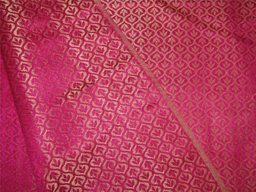 Reversible Brocade fabric Bright pink X gold color 44&quot;BRO603[3]