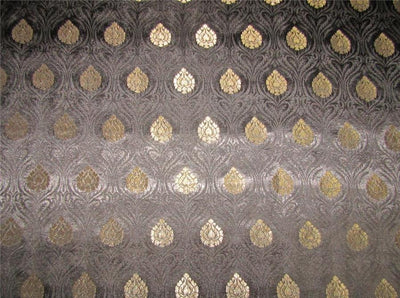 Brocade Fabric Grey x gold 44&quot; wide