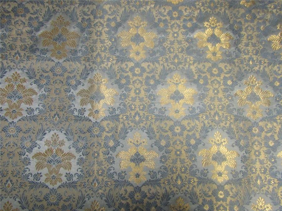 Heavy Brocade fabric greyish blue x metallic gold color BRO595[4]