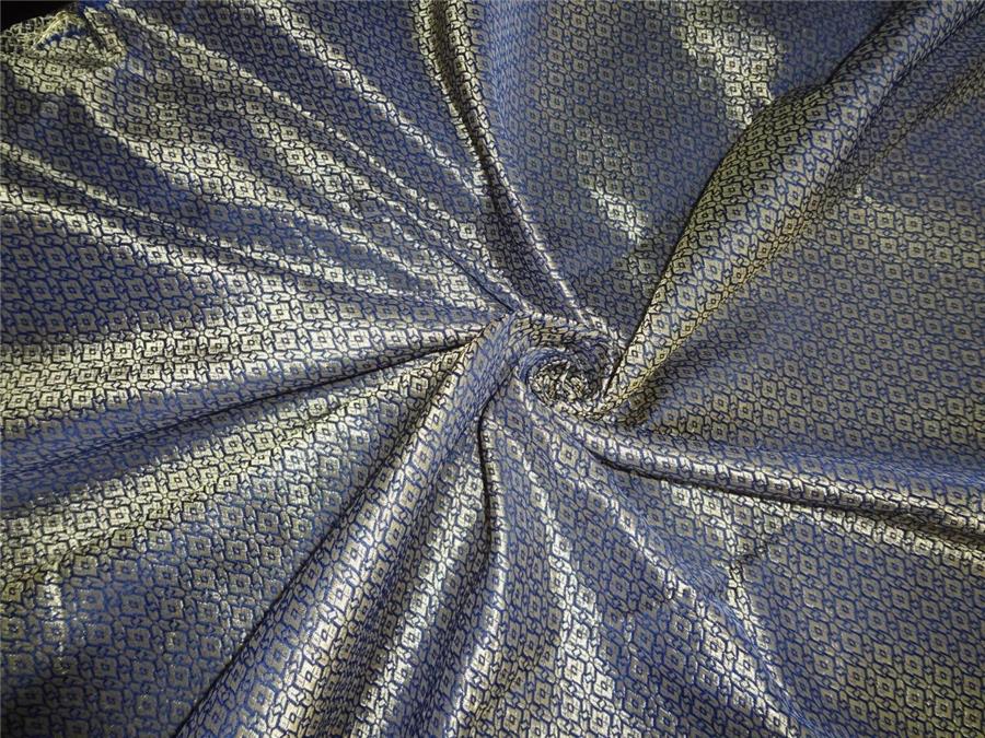 Brocade Navy blue x metallic Gold Color 44&quot;