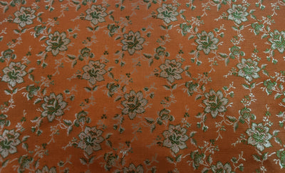 Silk Brocade fabric Orange,Gold &amp; Green 44&quot;BRO19[3]