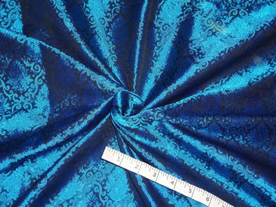 SILK BROCADE FABRIC BLUE X BLACK COLOR 44&quot;INCH