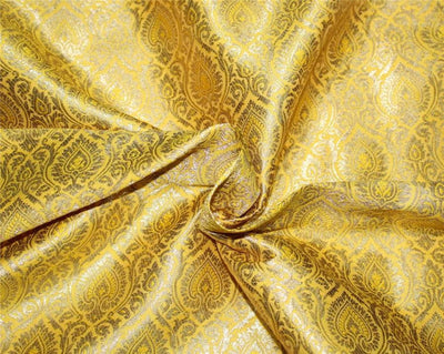 Brocade fabric yellow x metallic gold color 44" wide Bro662A[2]