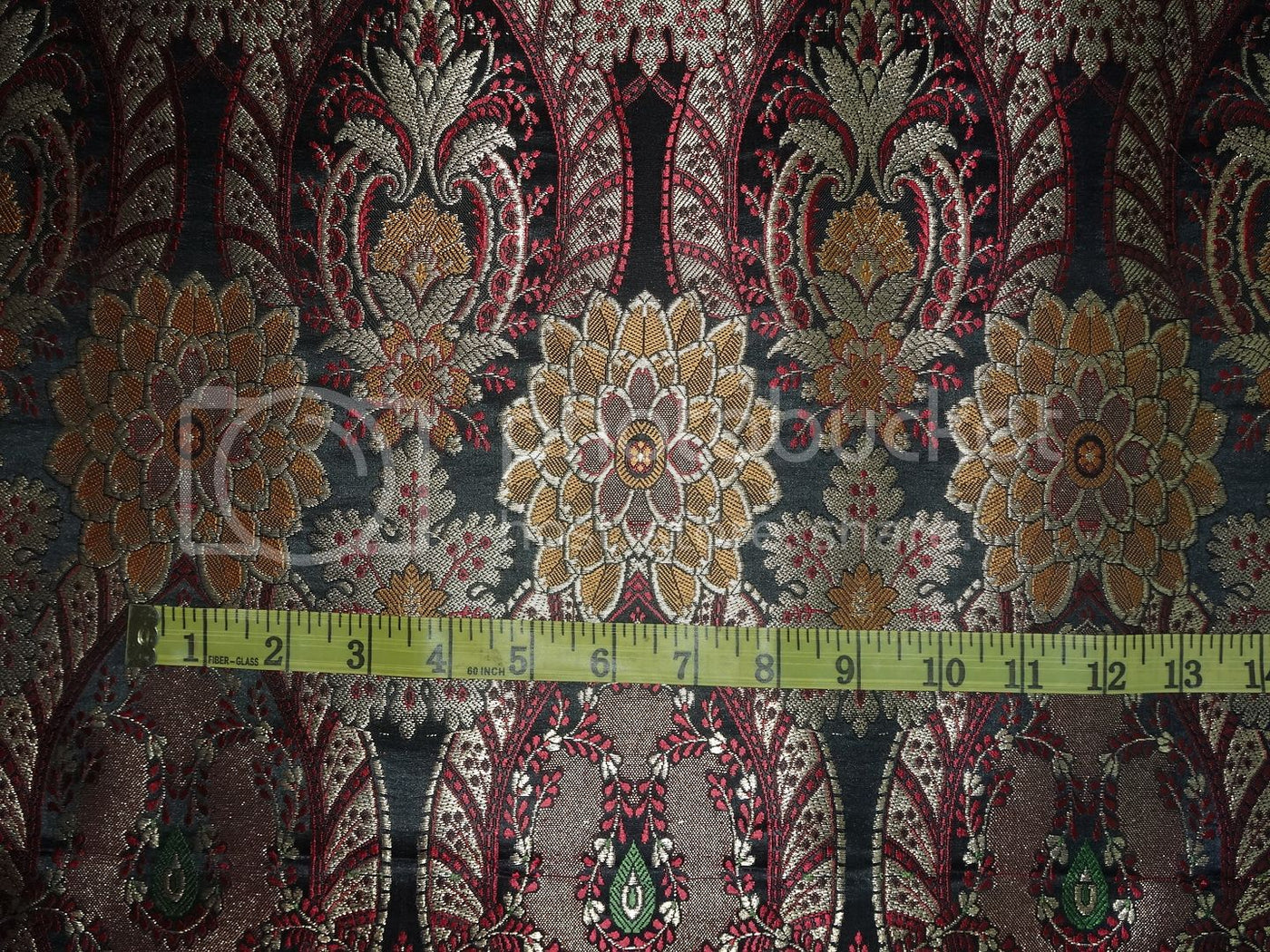 Silk Brocade Fabric Multi Color & Metallic Gold color 36 wide BRO –