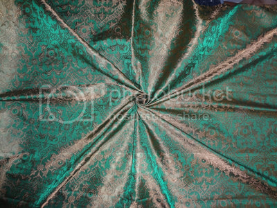 SILK BROCADE VESTMENT FABRIC Green &amp; Brown color 44" wide BRO365[1]