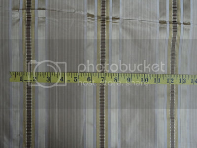 Silk Taffeta Fabric Shades of Light Gold,Brown &amp; Green colour w/ Satin Stripes 54&quot; wide