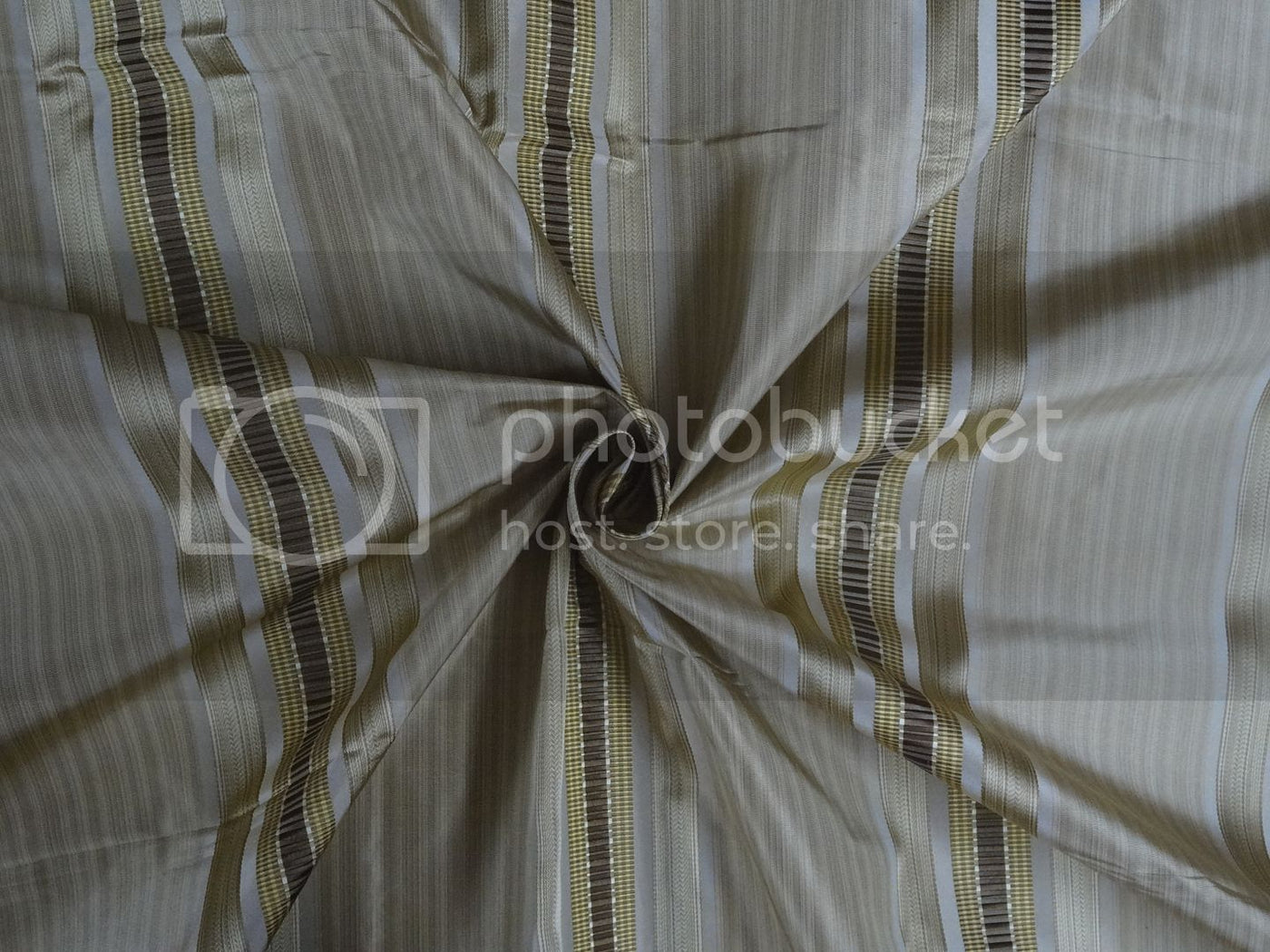 Silk Taffeta Fabric Shades of Light Gold,Brown &amp; Green colour w/ Satin Stripes 54&quot; wide