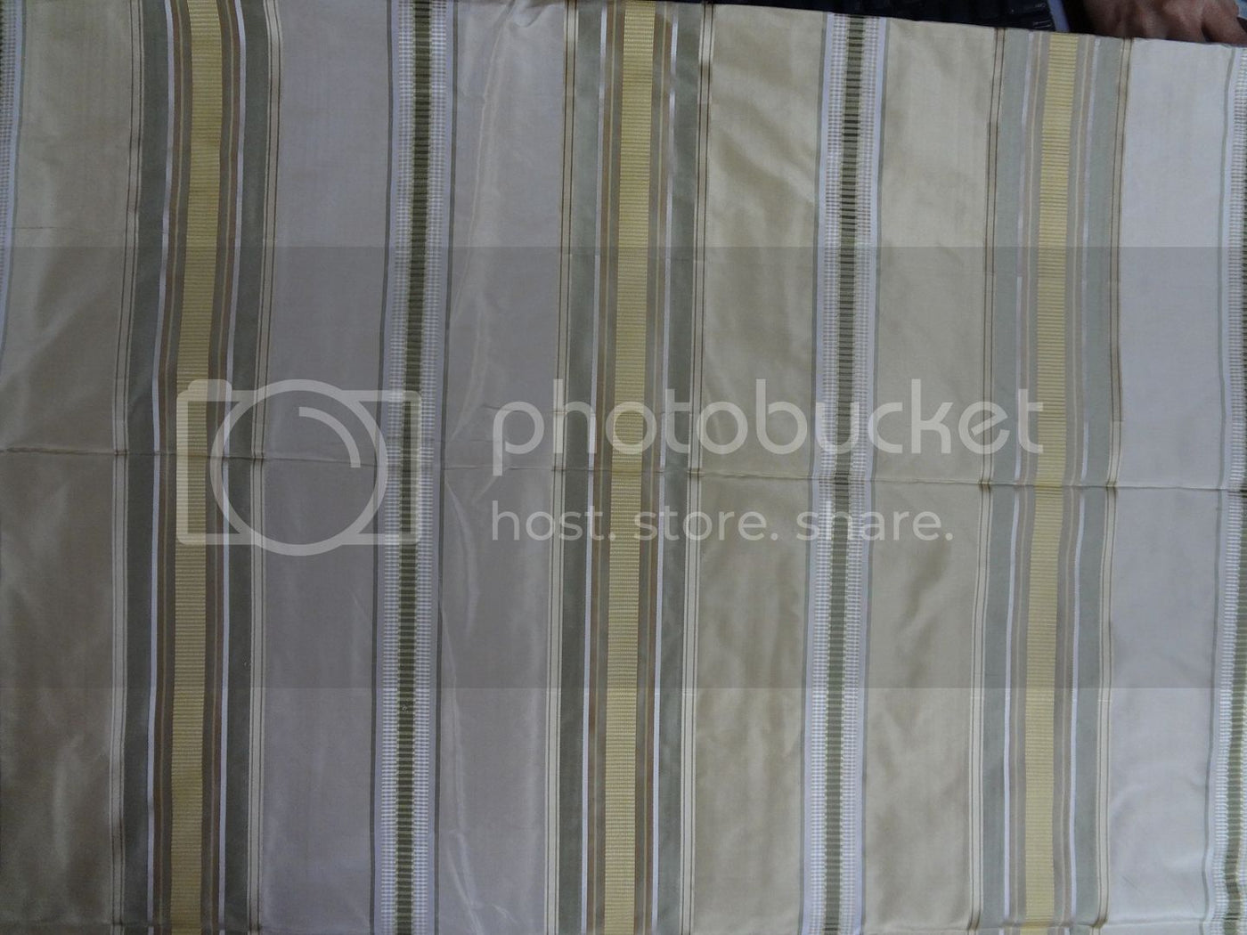 Silk Taffeta Fabric Shades of Light Gold,Brown &amp; Green colour w/ Satin Stripes 54&quot; wide