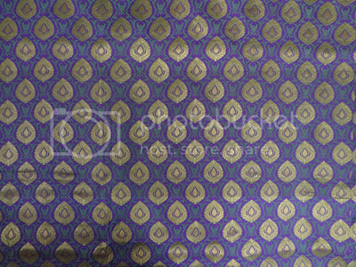 SILK BROCADE FABRIC Purple,Green & Metallic Gold 44" wide BRO215[4]