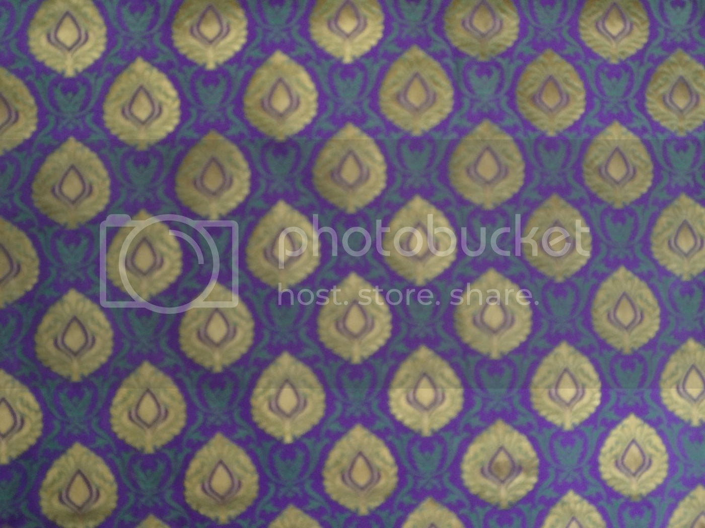 SILK BROCADE FABRIC Purple,Green & Metallic Gold 44" wide BRO215[4]