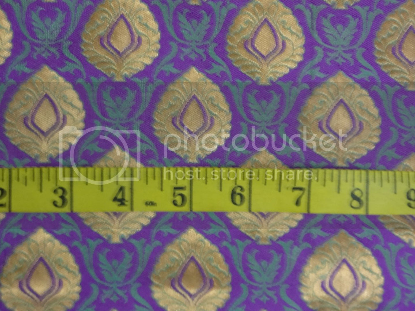 SILK BROCADE FABRIC Purple,Green & Metallic Gold 44" wide BRO215[4]