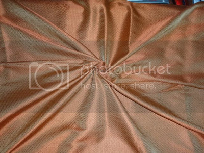 SILK BROCADE FABRIC Orange &amp; GOLD COLOUR 44&quot; BRO388[4]