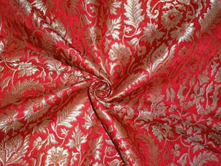 Heavy Silk Brocade Fabric Red,Brown & Metallic Gold 0.65 YARDS ONLY BRO245[5]