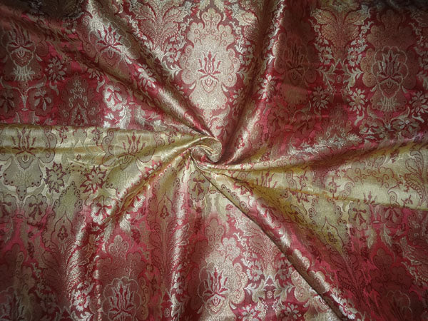 SILK BROCADE FABRIC SHADED RED X METALLIC GOLD COLOR 36" WIDE BRO490[1]