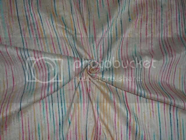PURE SILK Dupioni FABRIC Multi color Stripes 44" wide DUP#S50[1]