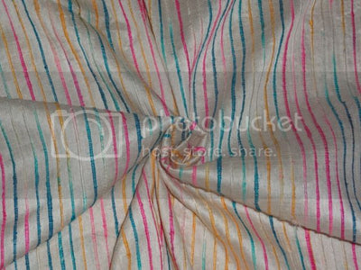 PURE SILK Dupioni FABRIC Multi color Stripes 44" wide DUP#S50[1]
