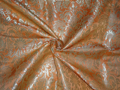 Heavy Silk Brocade Peach x Metallic Gold Color 36" WIDE BRO507[4]