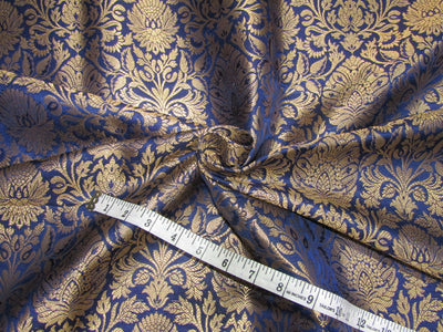 Silk Brocade fabric Navy blue x metallic gold color 44" wide BRO714[4]