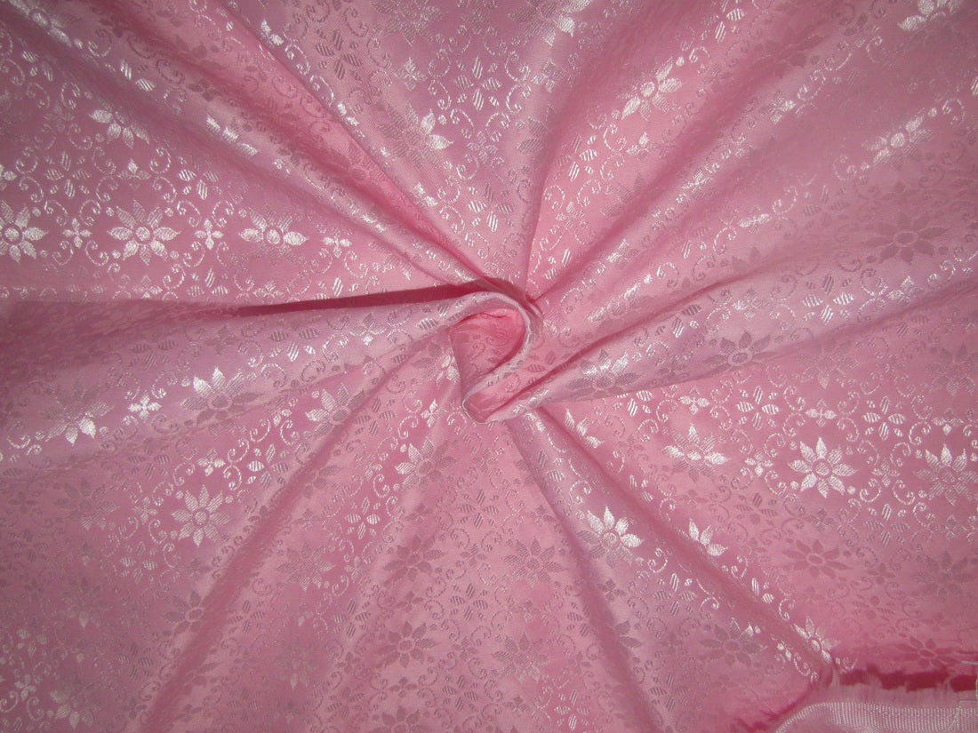 Silk Brocade fabric pink x metallic silver color 58"wide BRO800[4]