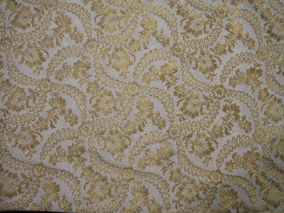 Silk DUPION Brocade fabric IVORY x metallic gold color 44" wide BRO728[3]