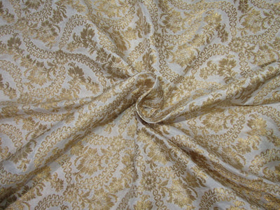 Silk DUPION Brocade fabric IVORY x metallic gold color 44" wide BRO728[3]