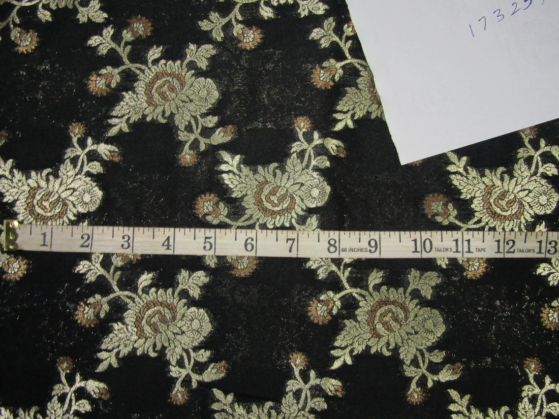 Silk Brocade fabric black x metallic gold color 44" wide BRO736[1]