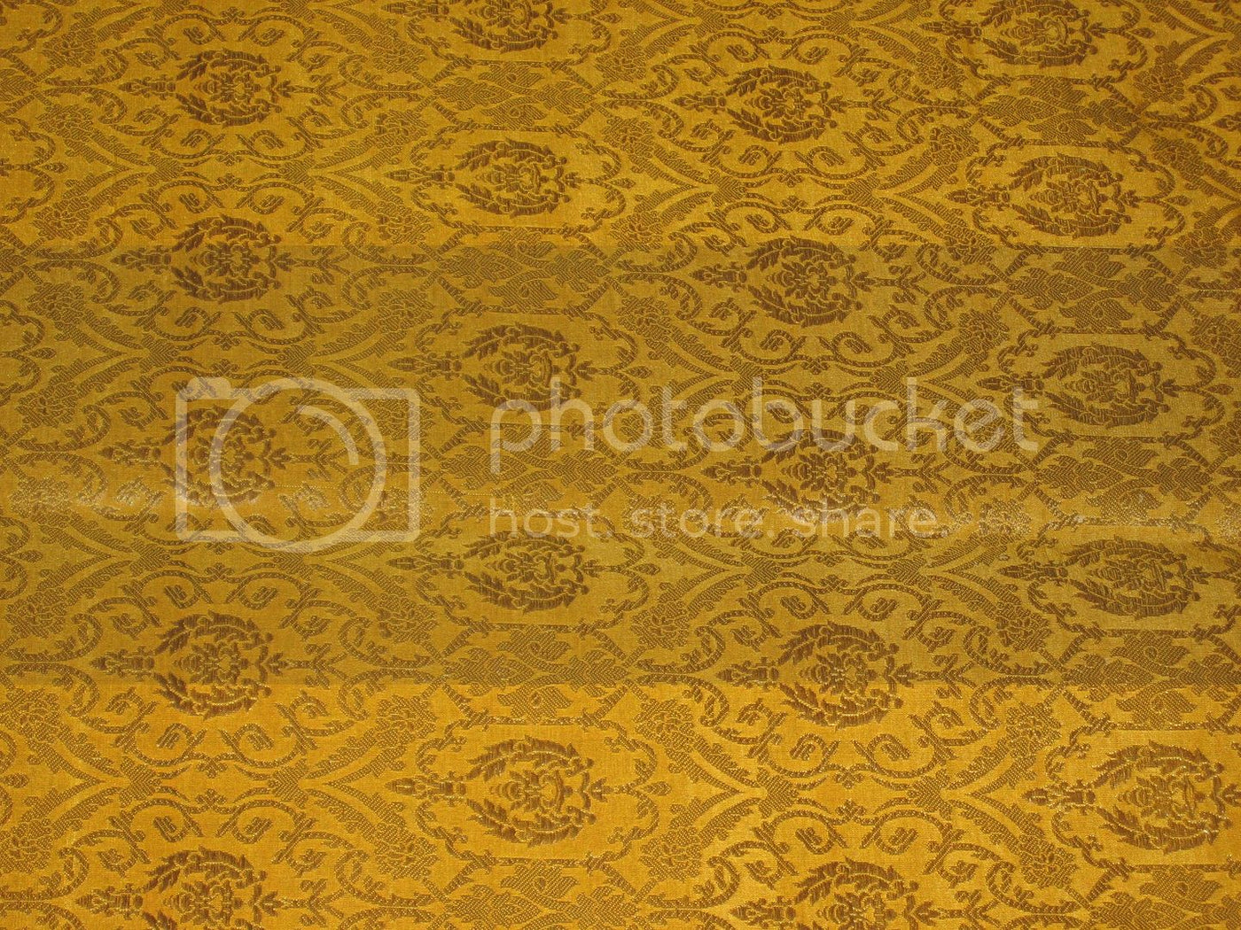 SILK BROCADE FABRIC Yellow &amp; Metallic Gold colour 44" wide BRO192[4]